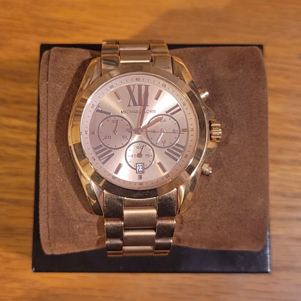 Michael Kors Bradshaw Oversized Chronograph Rose Gold Watch